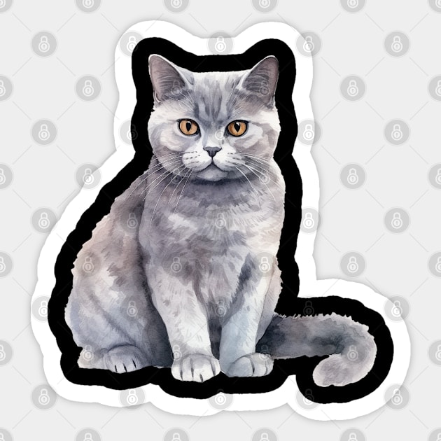 British Shorthair Cat Sticker by DavidBriotArt